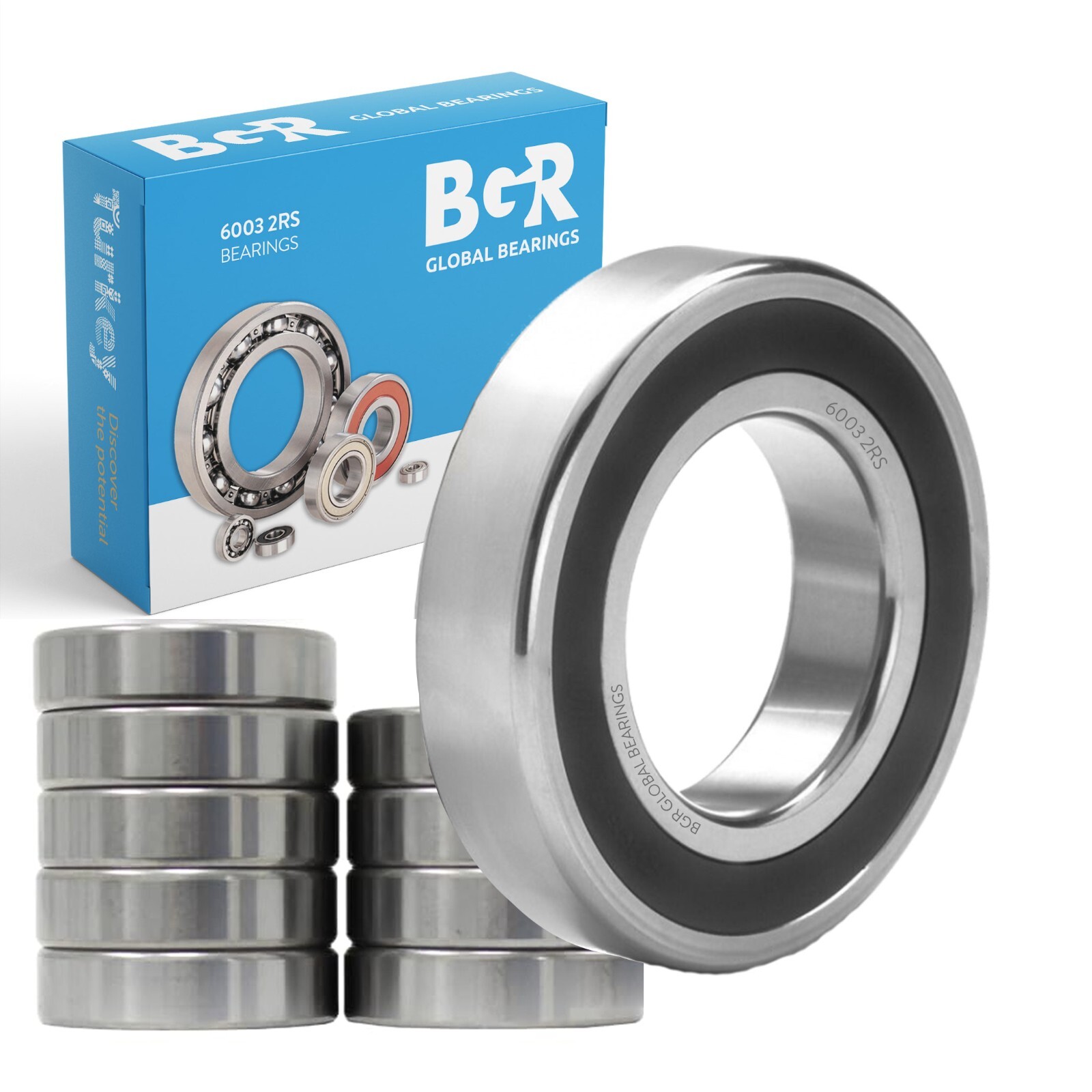 BGR 10 pcs 6003 2RS High Quality Double Rubber Sealed Ball Bearing, 17x35x10 mm