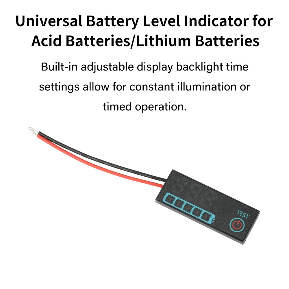 LED Voltage Acid/Li-ion Battery Level Indicator Display Panel w/Power-Off Memory