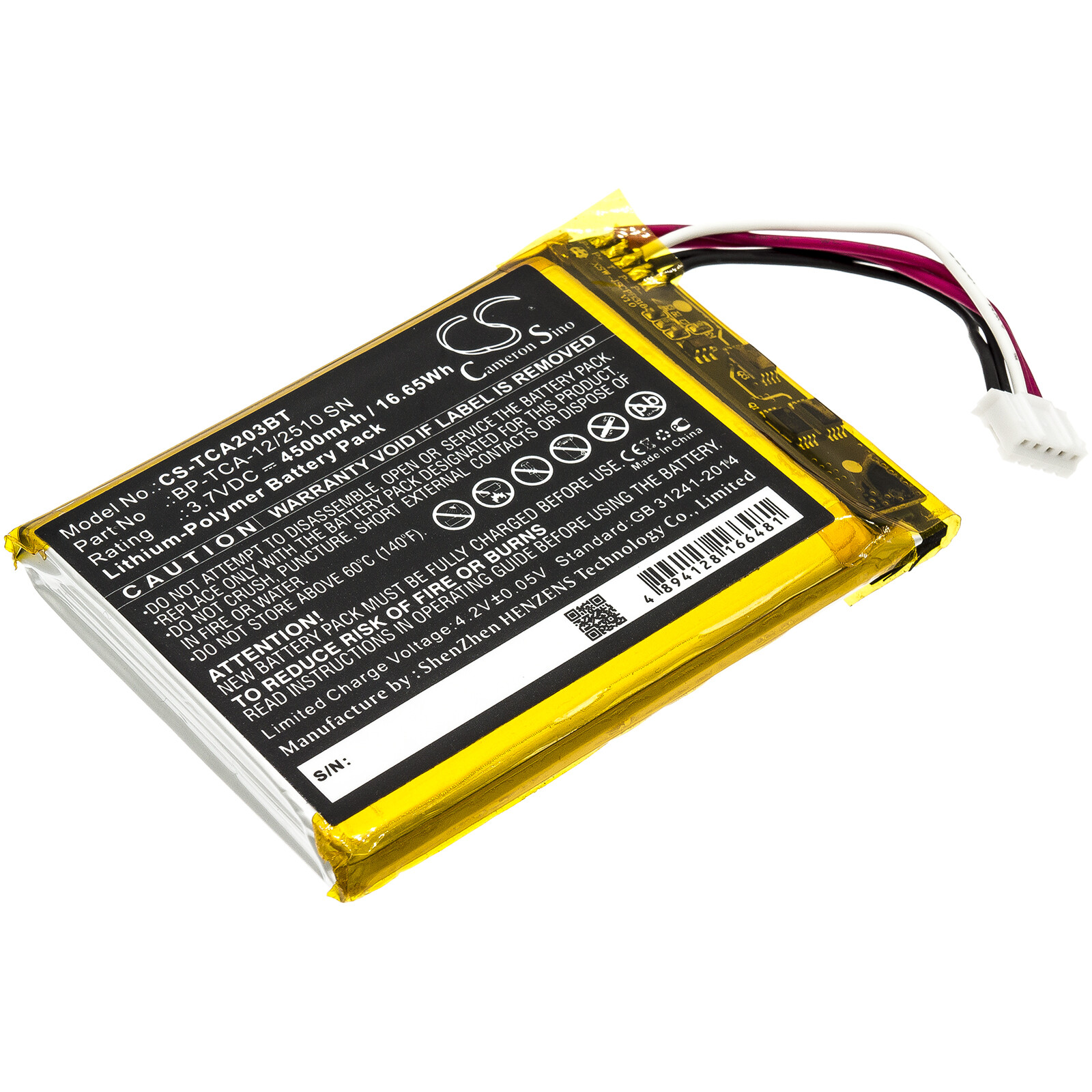 4500mAh Battery For Technicolor TCA203;for Xfinity Home Security Touch Screen