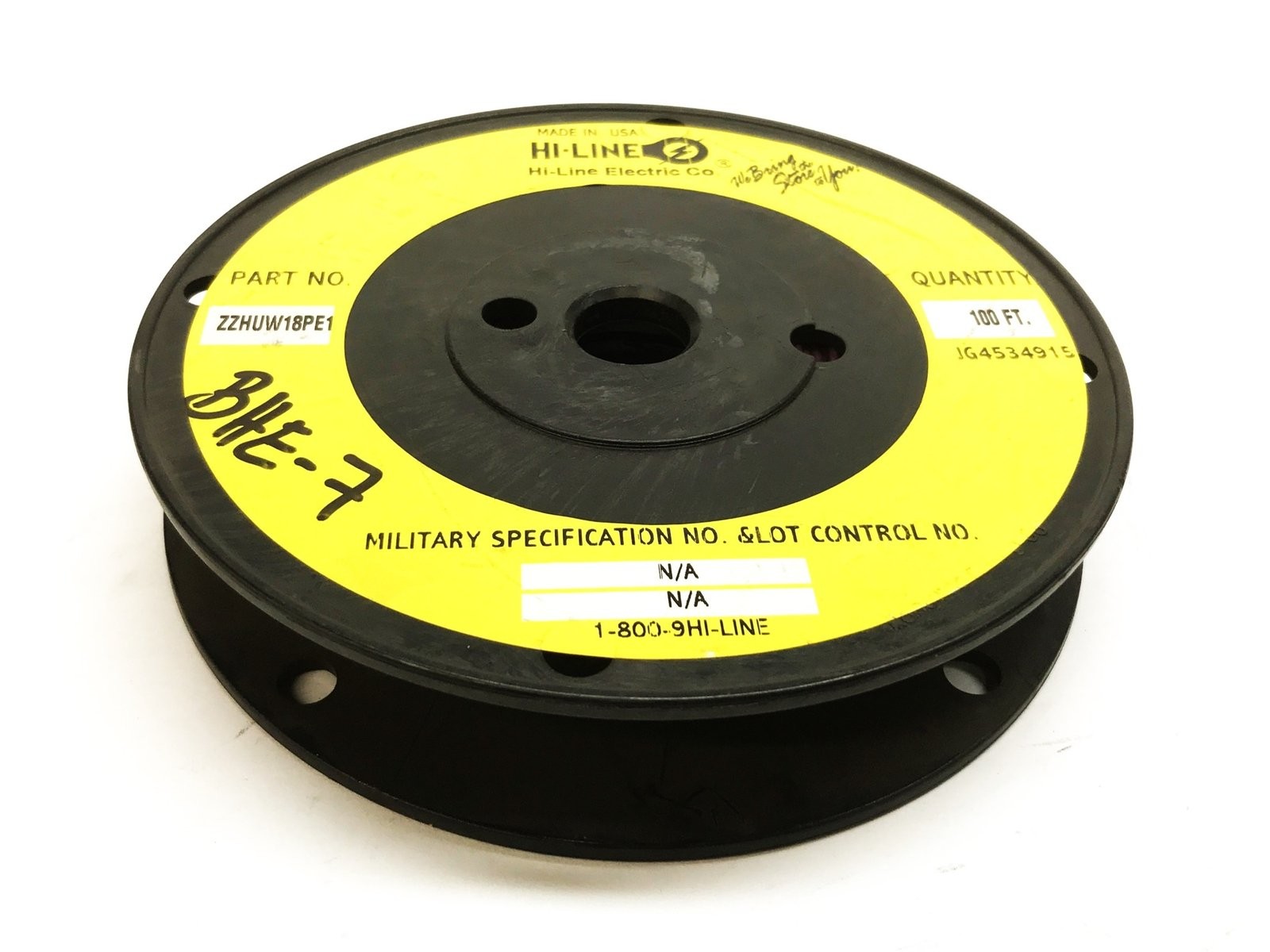 Hi-Line Electric Hookup/Lead Wire, 100 Foot Roll, M16878/1-BHE-7 [Lot of 2] NOS