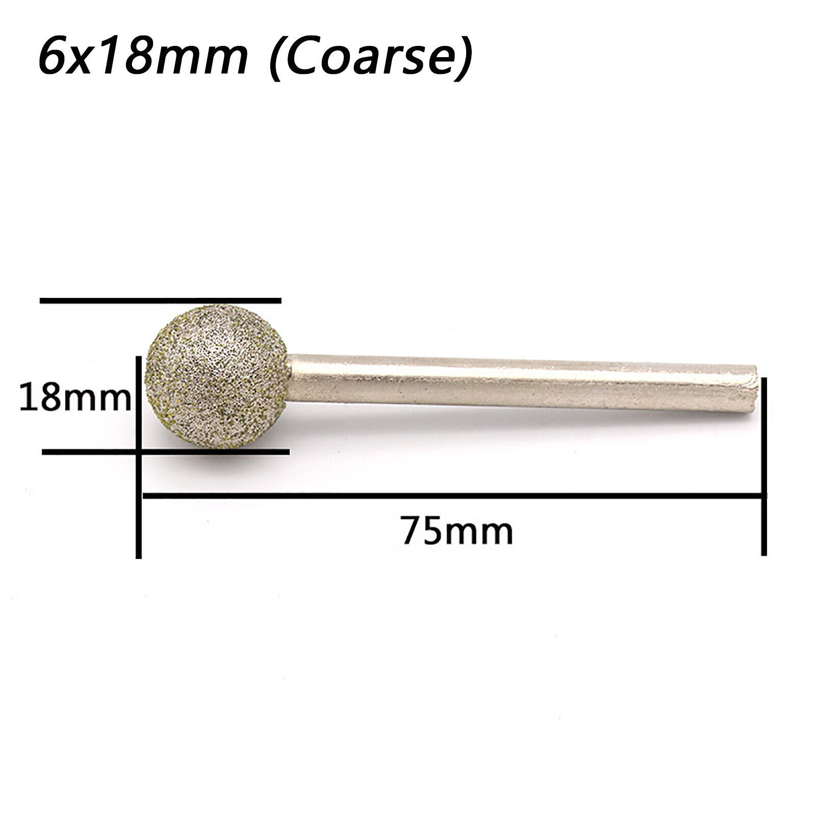 Ball Round Rotary Diamond Burr Drill Bit Grinding Carving 6mm/8mm Shank 6mm-50mm
