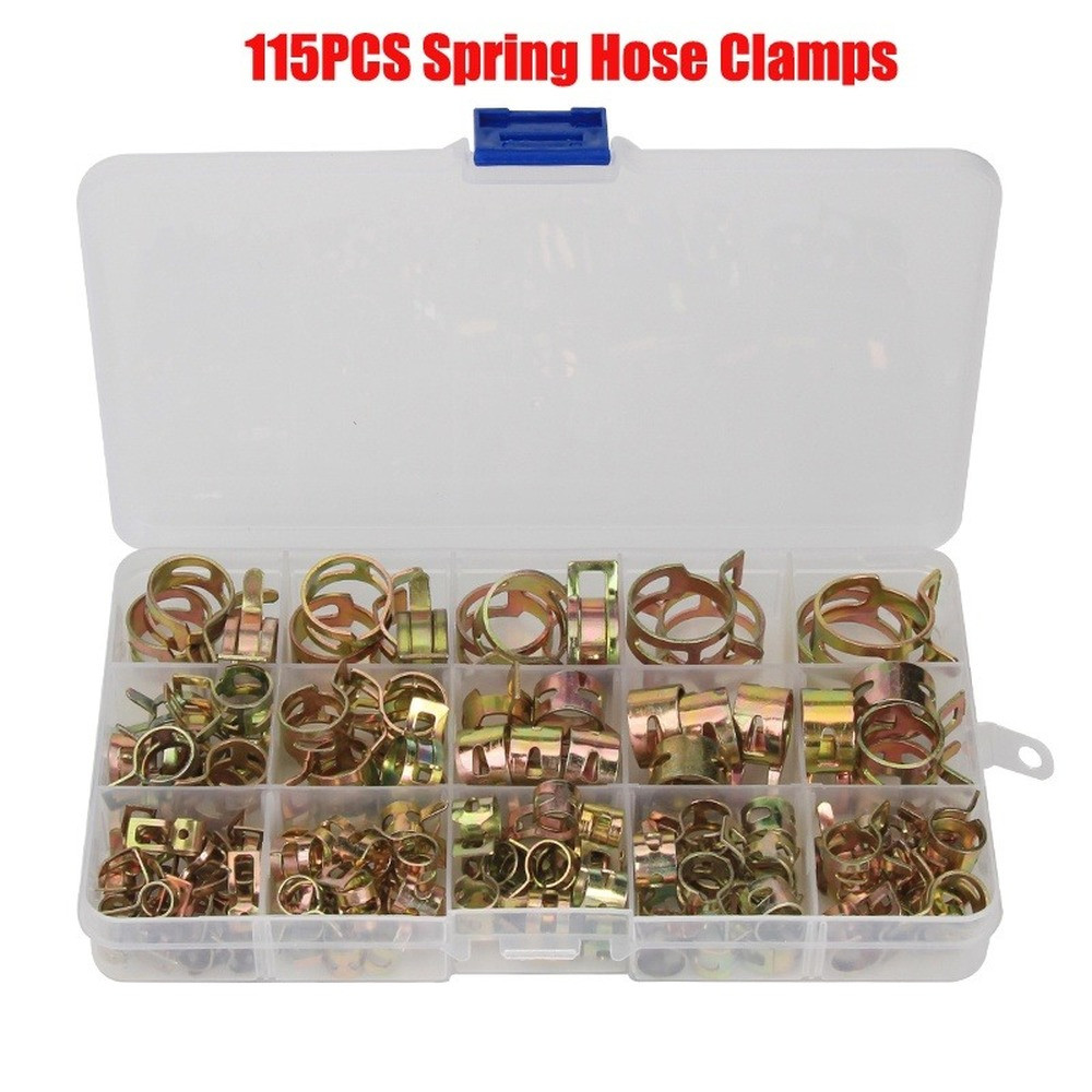 115Pcs 6-22mm Spring Retaining Clips Fuel Hose Line Water Pipe Air Tube Clamps