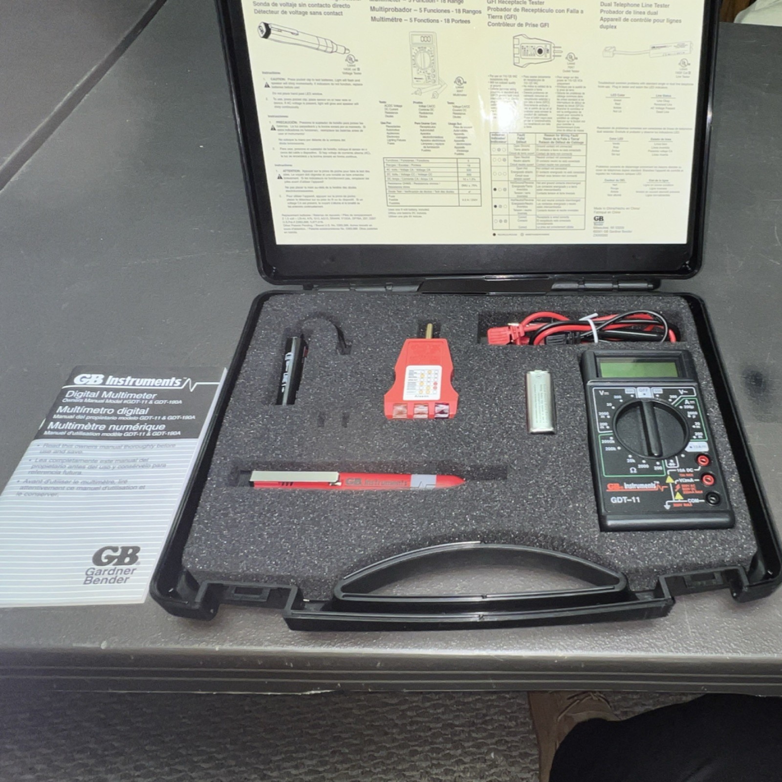 Gardner Bender Home Electrical Test Kit Digital Multimeter GDT-11 With Case