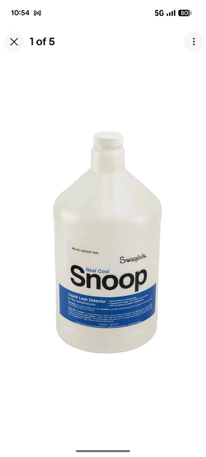 Swagelok MS-RC-SNOOP-GAL Real Cool Snoop® Liquid Leak Detector 1 GAL (3.8L)
