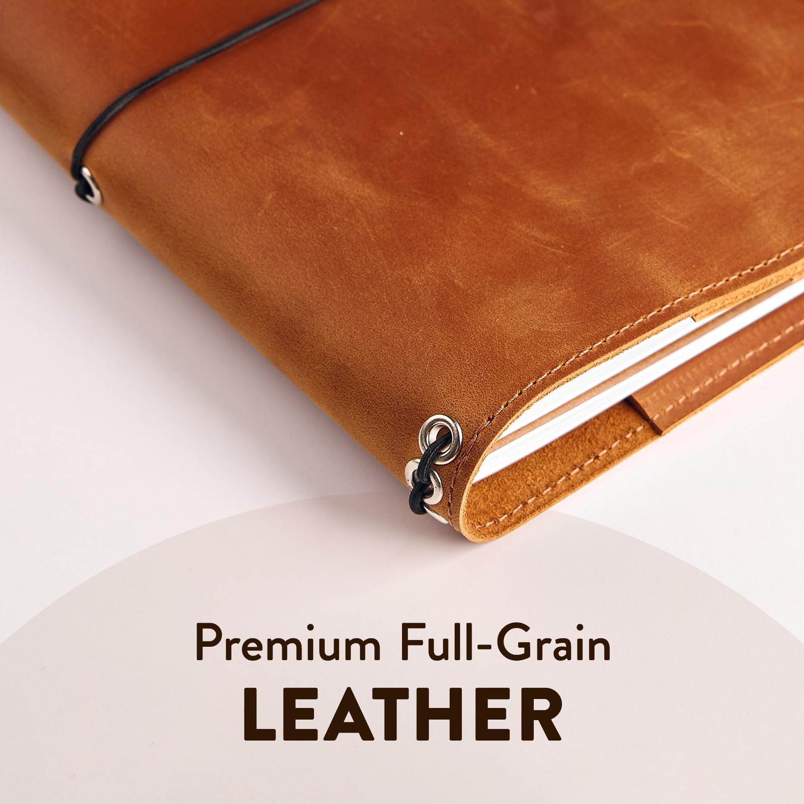 Genuine Leather Journal Cover A5 – Refillable Notebook Organizer with 3 Elast…