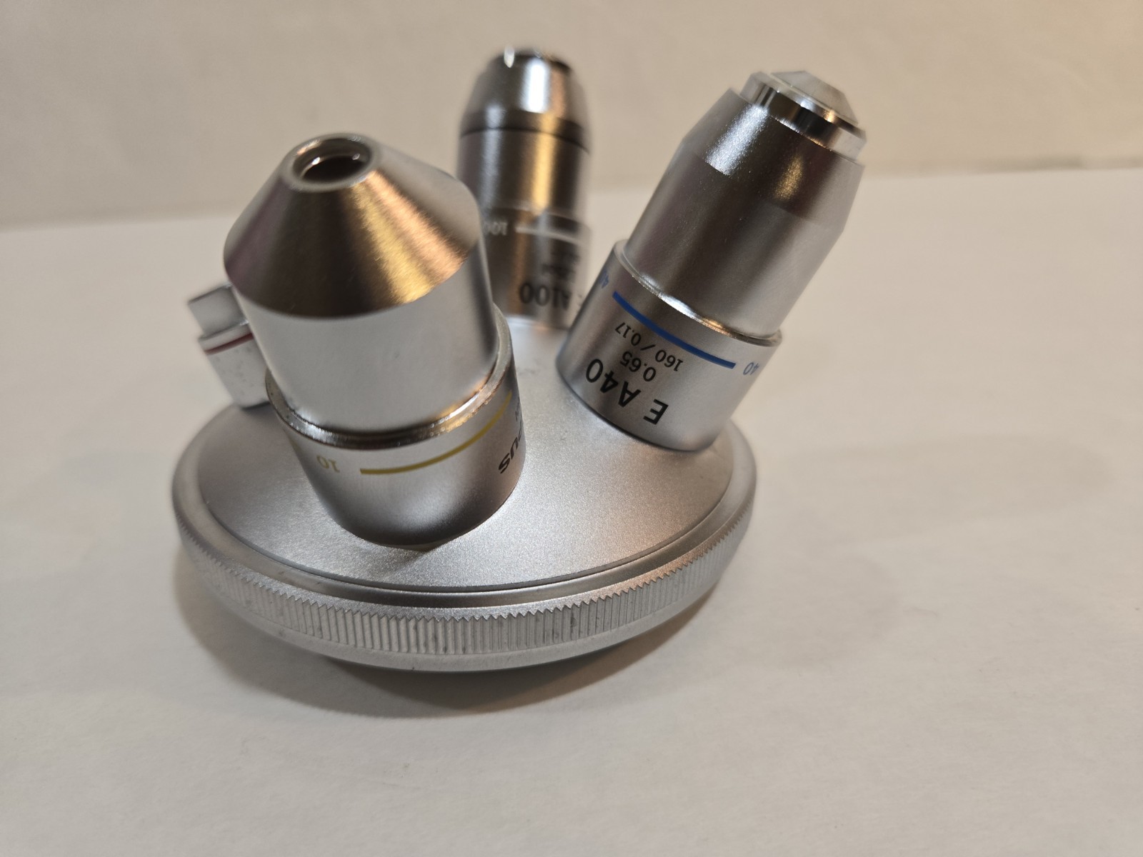 Olympus Microscope Objective Set 4x 10x 40x 100x w/ Turret Nosepiece from CHT