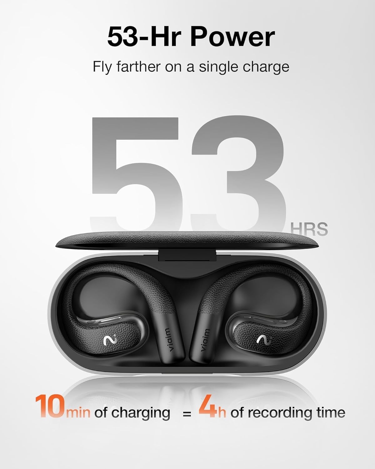 VIAIM OpenNote AI Recorder – Open Ear Earbuds with FlashRecord, Black