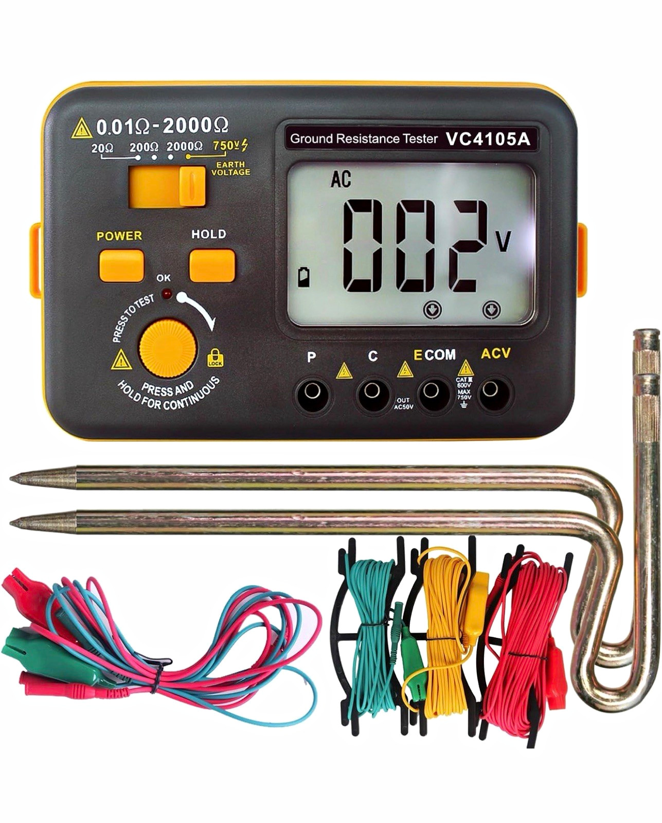 VC4105A Ground Resistance Tester 0.01-2000Ω 750V NCV Hold
