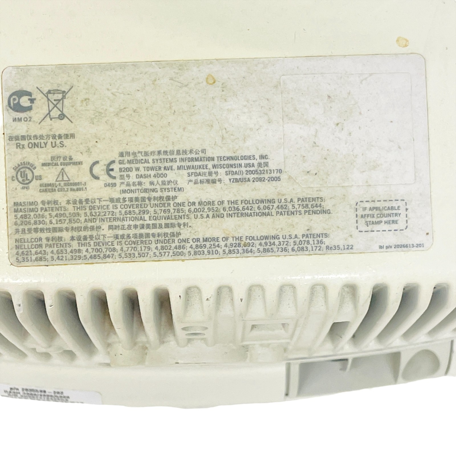 GE Dash 4000 Patient Monitor REF 2035598-202