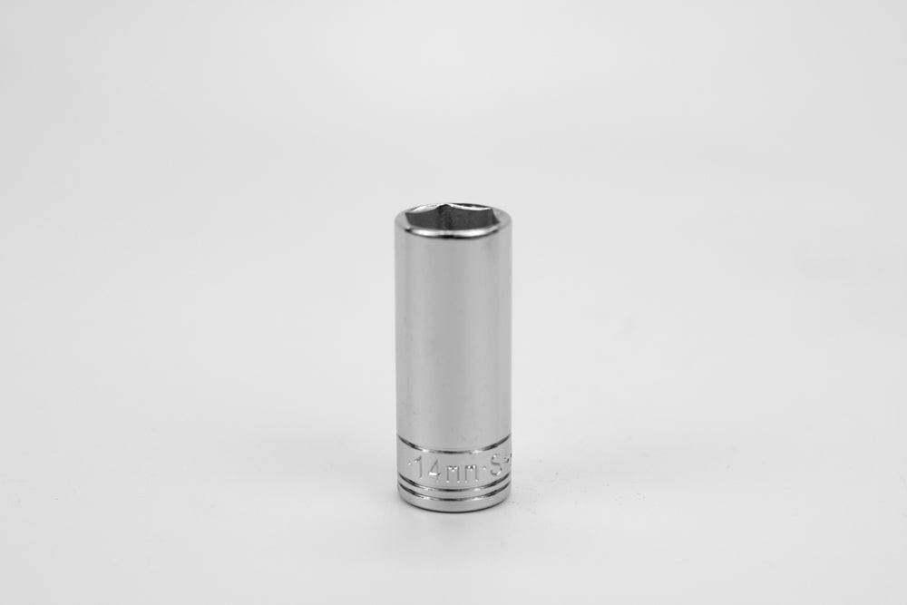 SK Tools Deep Socket – Chrome, Metric, 6 Point, 3/8″ Drive, 14 Mm (SK8414)