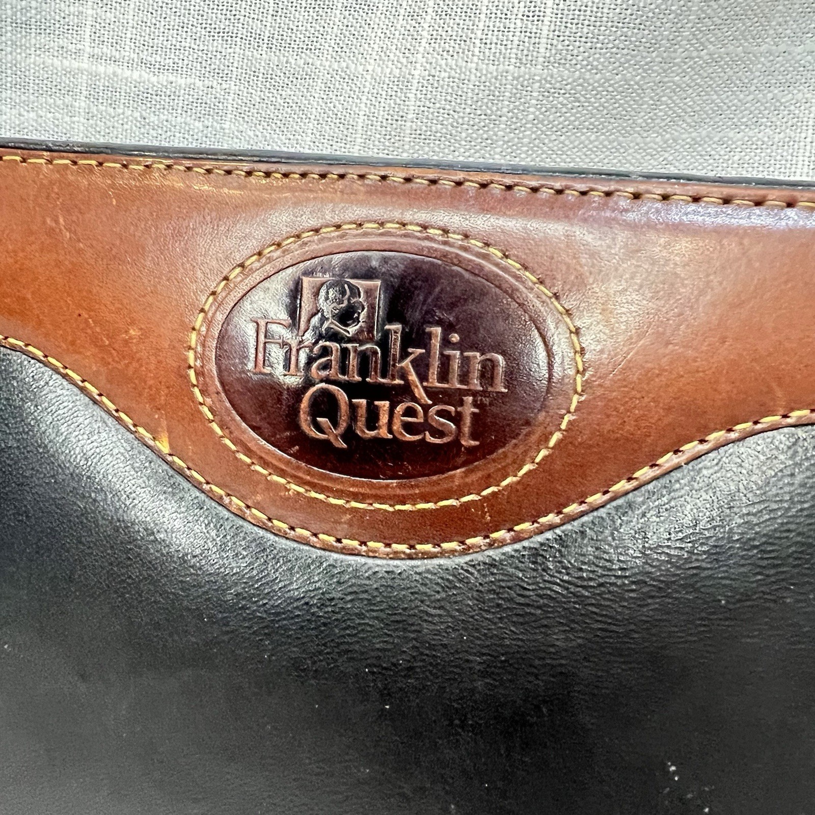 Franklin Quest Woodman Planner Full Zip 6 Ring Leather Organizer Binder VINTAGE