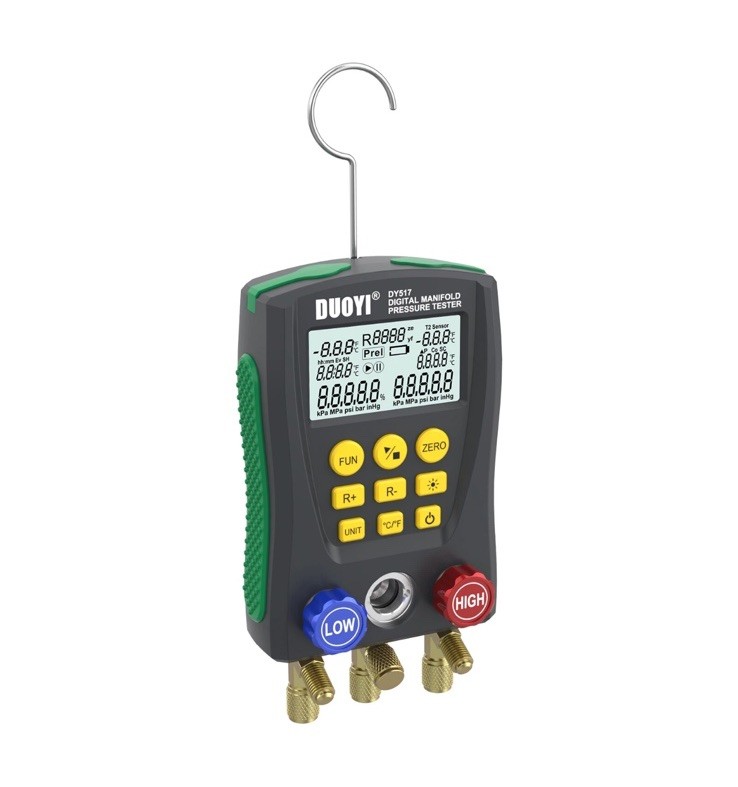 DY517 Refrigeration Digital Manifold Gauge HVAC Vacuum Pressure Temperature Test
