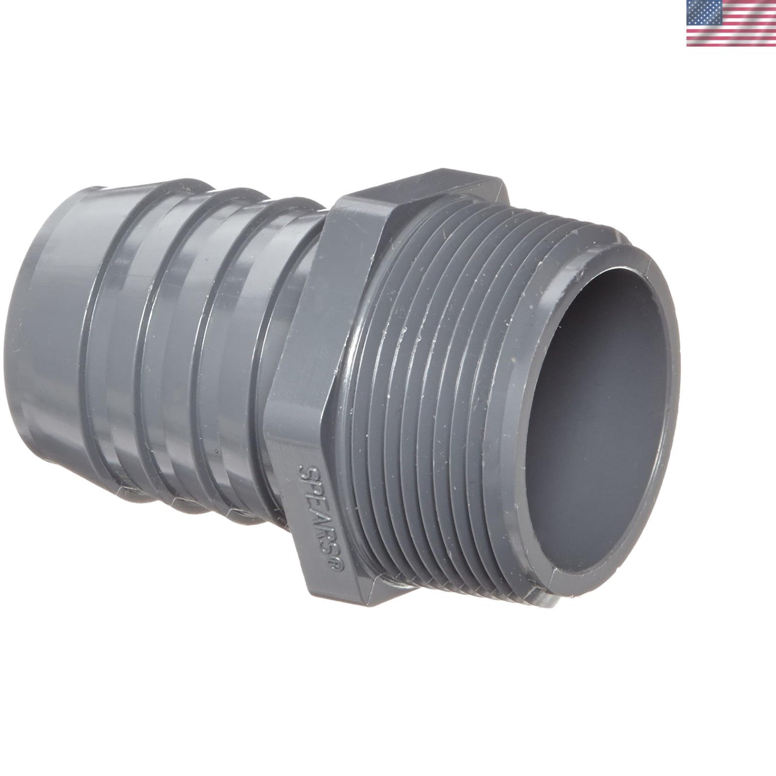 Spears 1436 Gray PVC 1.5″ Barbed x NPT Male Adapter – Schedule 40 Approved