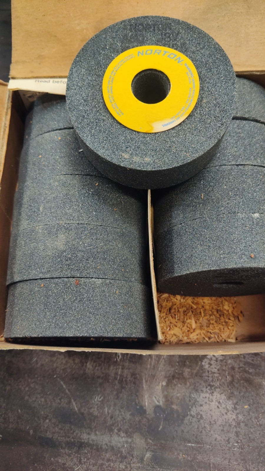 Norton Grinding Wheel’s 3″ X 1 X 5/8. Ten wheels per box Box price as listed