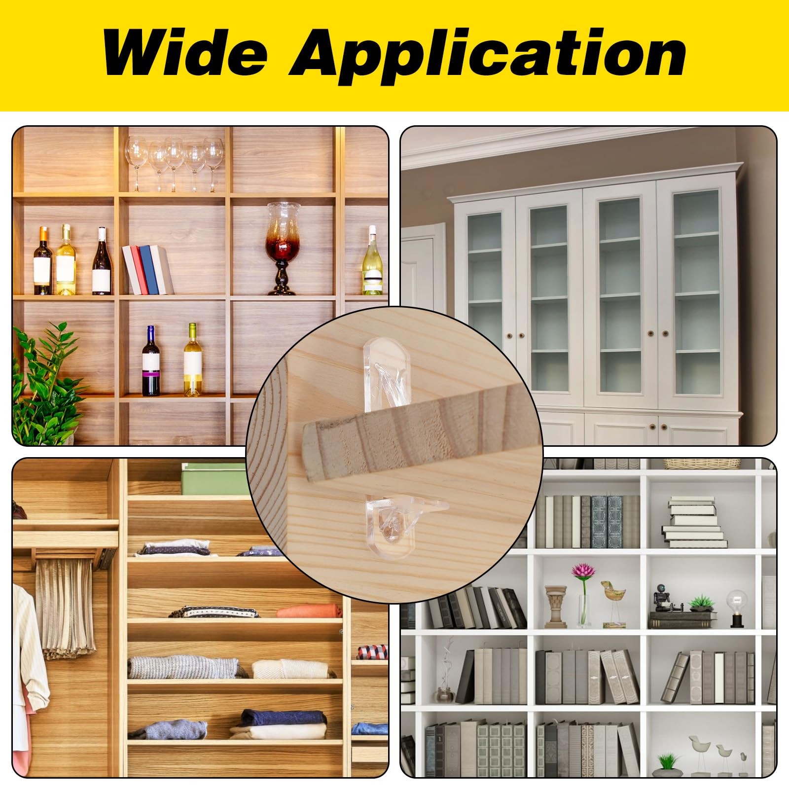 30PCS Clear Plastic Locking Shelf Support Pegs, Self-Locking Transparent