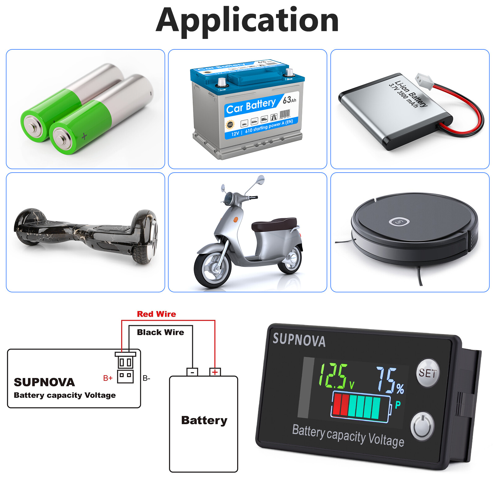 Battery Monitor12v 24v 36v 48v 60v 72v ,Car Golf cart Battery Indicator Meter US