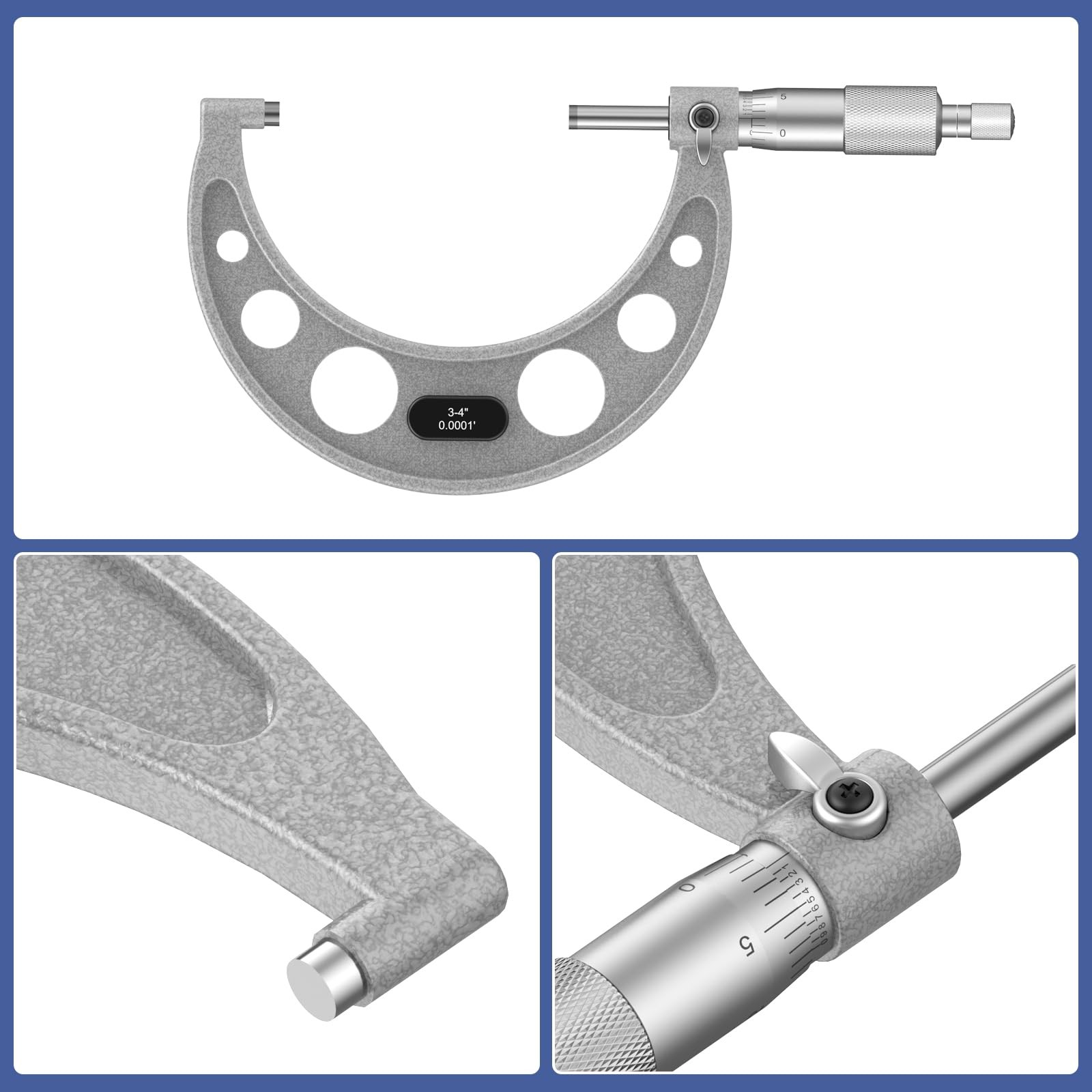 HDLNKAK High-Quality Outside Micrometer Set, 4 Pcs Machinist Tool Set(0-1»