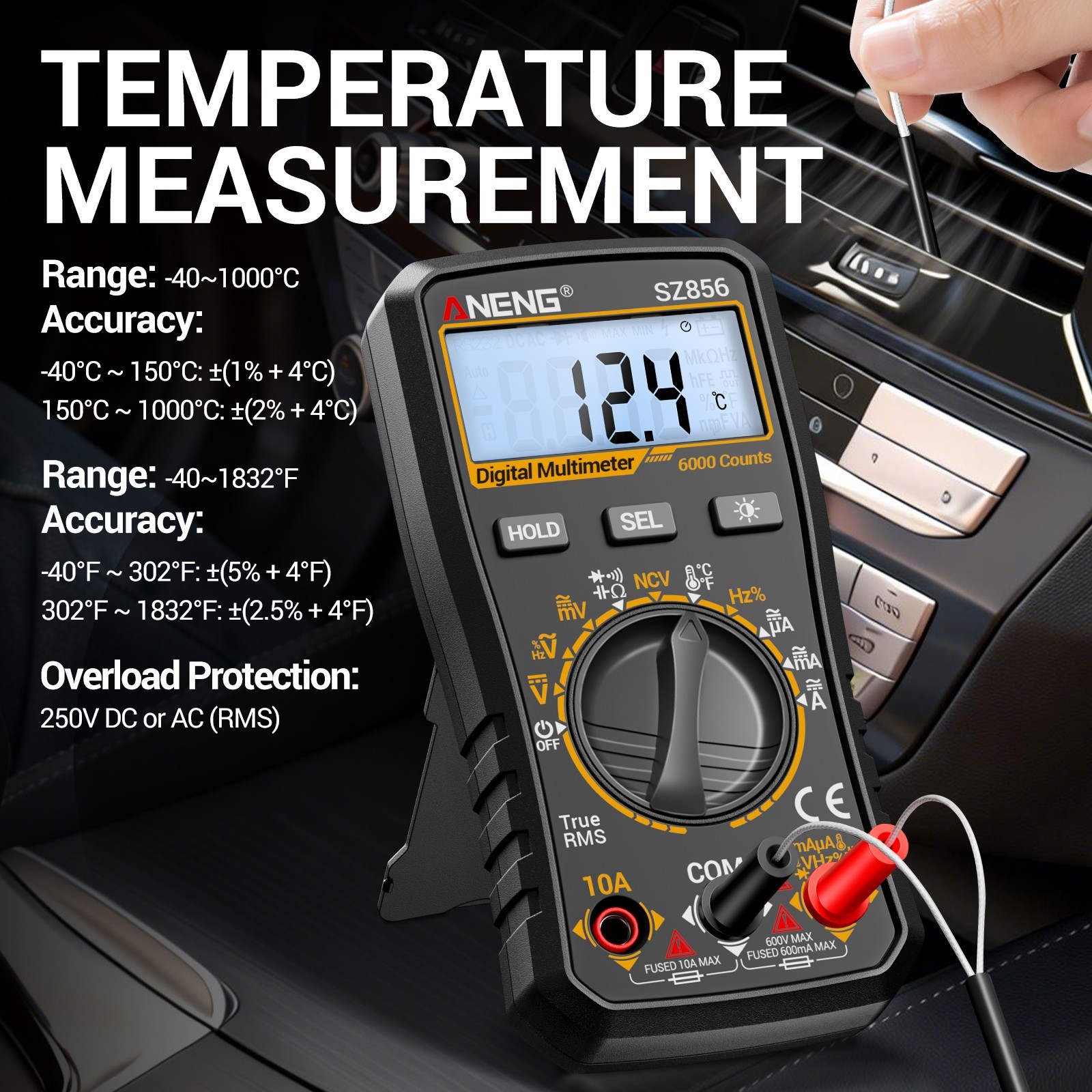 ANENG SZ856 True RMS Digital Multimeter 6000 Counts Auto Range AC/DC Tester US