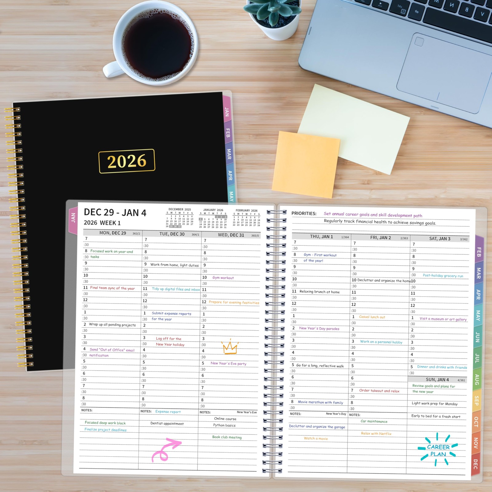 2026 Appointment Book, 30 Minutes-Hourly, Weekly ＆ Monthly Calendar Planner 2026
