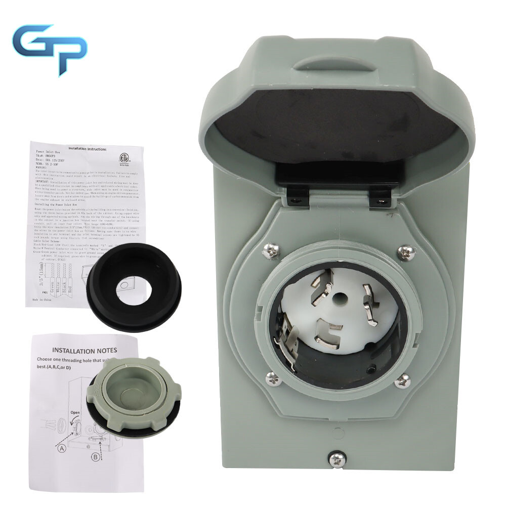 50 Amp Generator Power Inlet Box, SS2-50P 3 Prong Power Inlet Box 120/250V