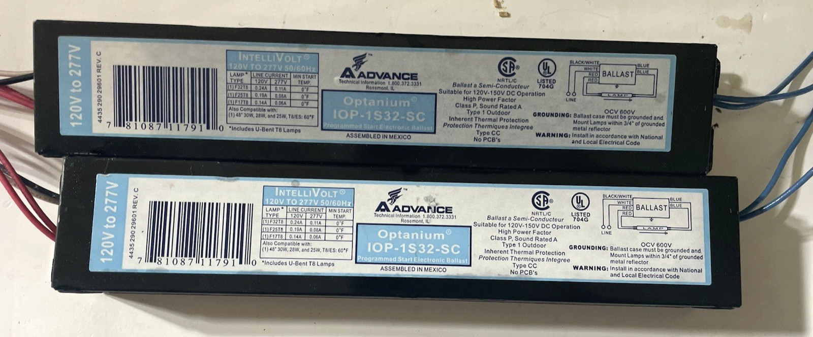 Lot of 10 NEW Advance Optanium IOP-1S32-SC Electronic Ballast 120V to 277V