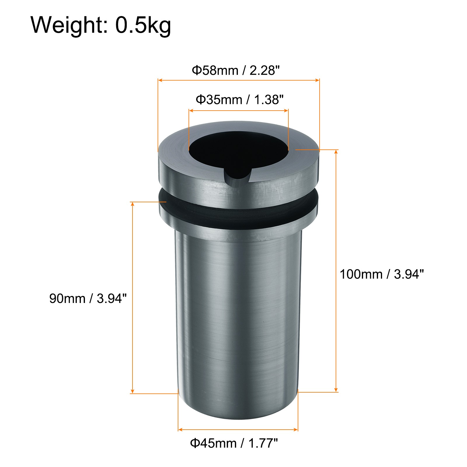 Graphite Crucible 0.5kg High Purity Graphite Crucible Melting Ingot 1.38″ ID