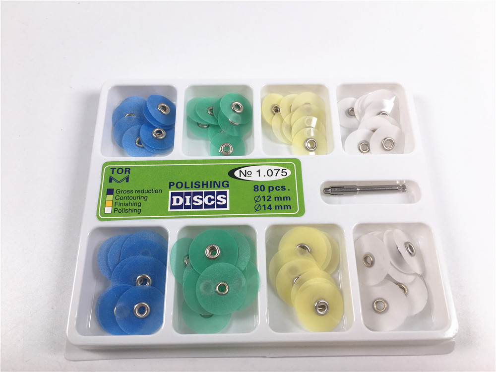 80pcs Dental Polishing Polishing Discs Universal Kit Disc Mandrel TOR No. 1.075
