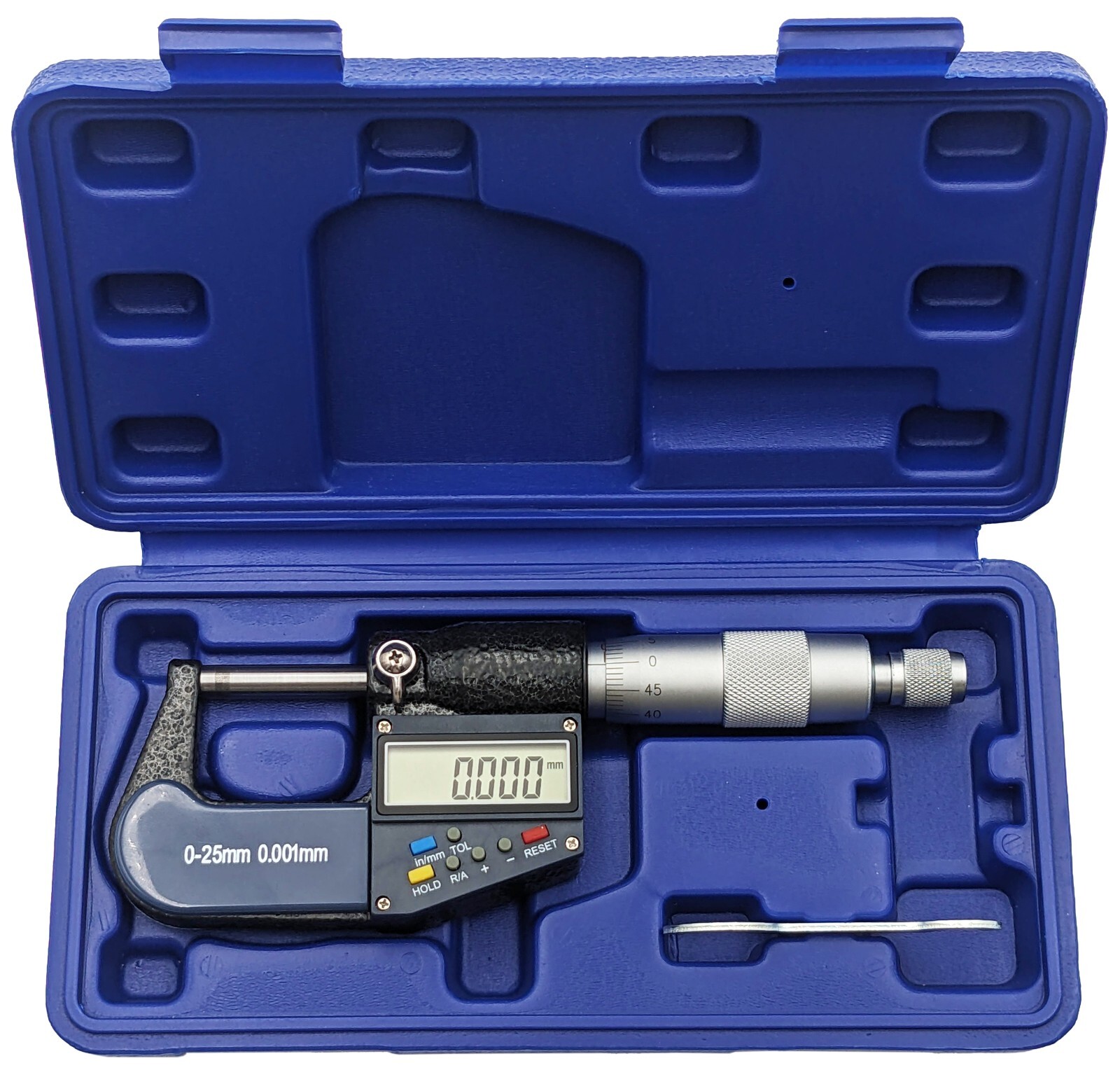 0-25mm (0-1″) Digital Micrometer with 6 Digit LCD Display, 0.001mm Resolution