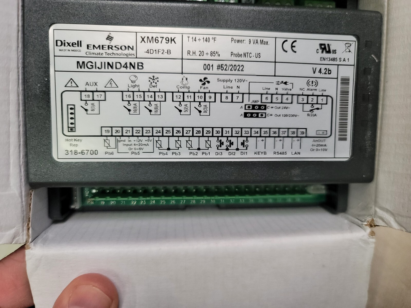 NOB Dixell Emerson XM679K-4D1F2B Temperature Controller Climate Relay MGIJIND4NB