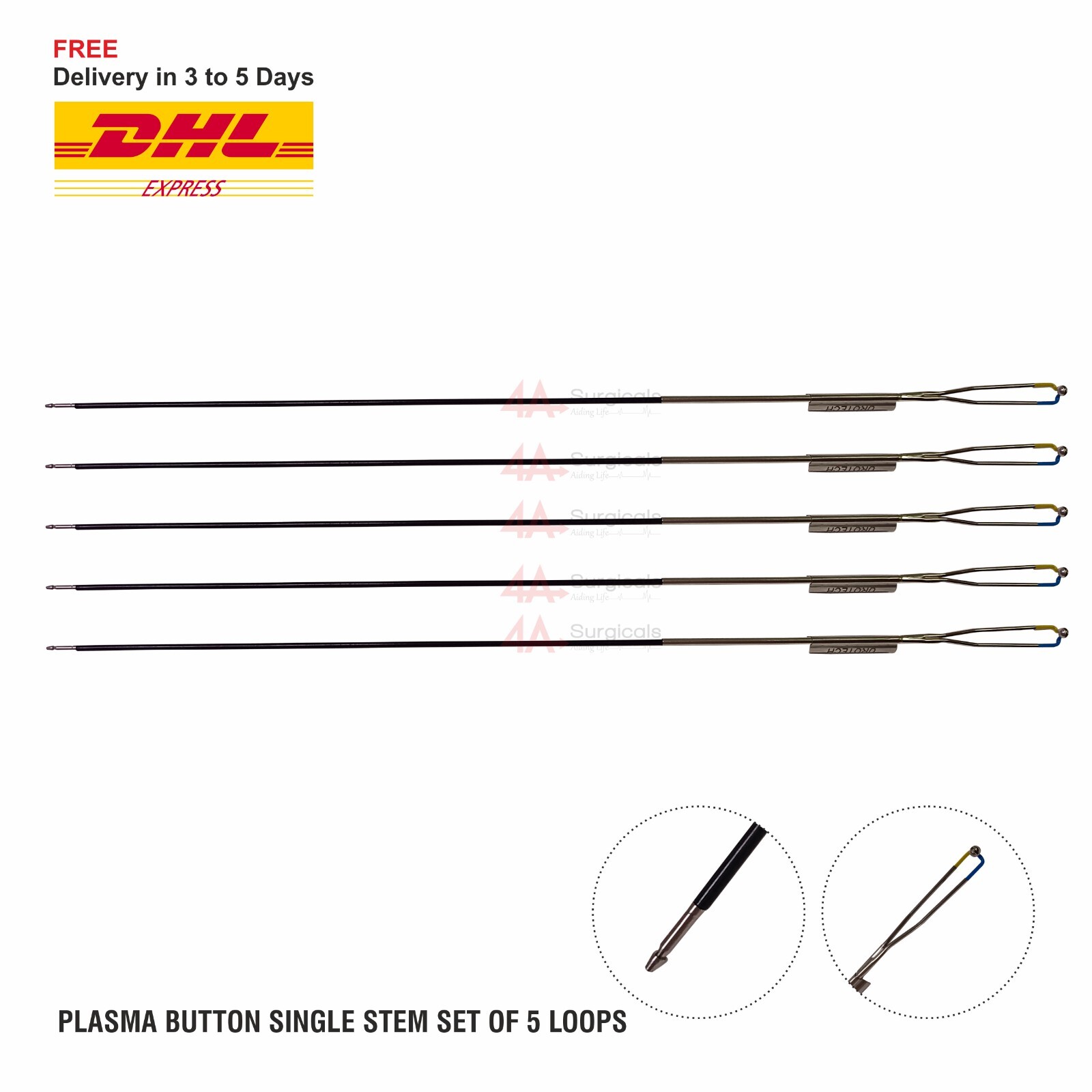 4A Storz Plasma Bipolar Button Single Stem set of 5 loops