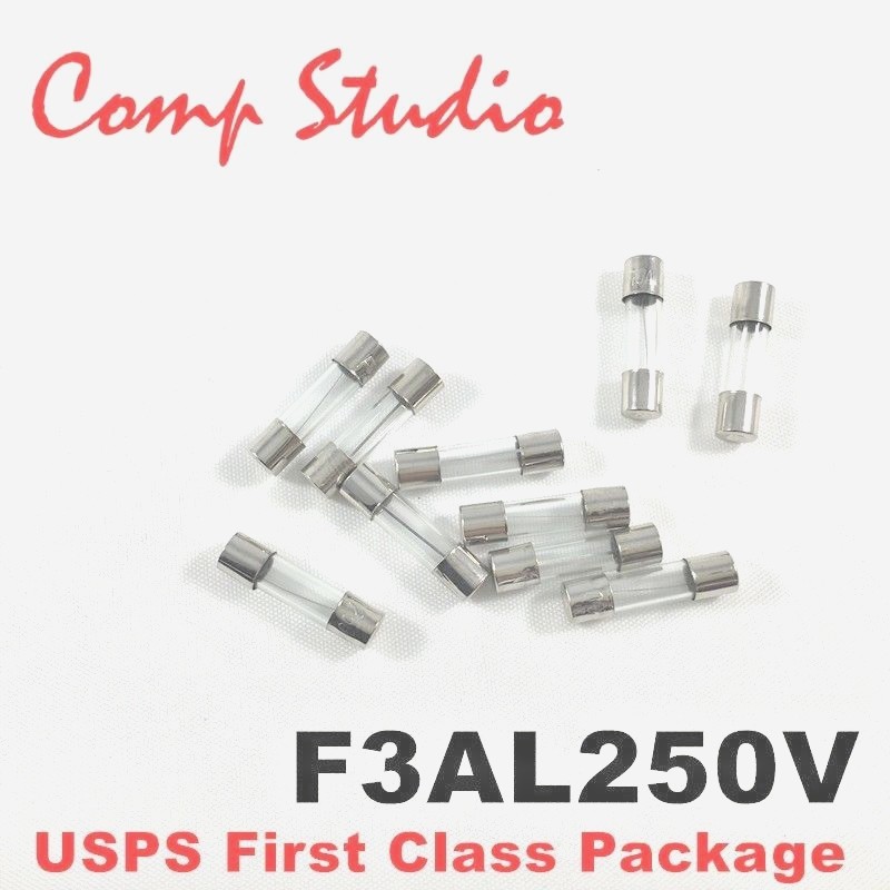 compstudio 10pcs F3AL250V 3A 250V Fast Blow Fuse Glsss 5x20mm US