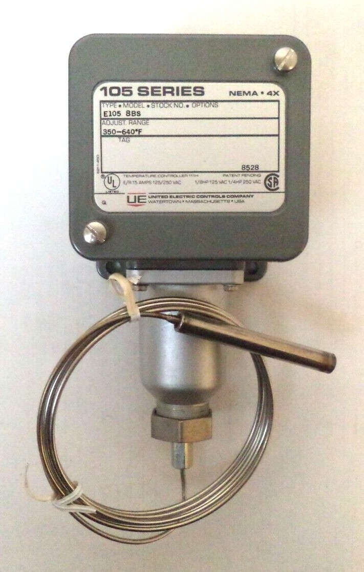 350-640F Range Capillary Thermostat Temperature Control Unit, P/N E105-8BS