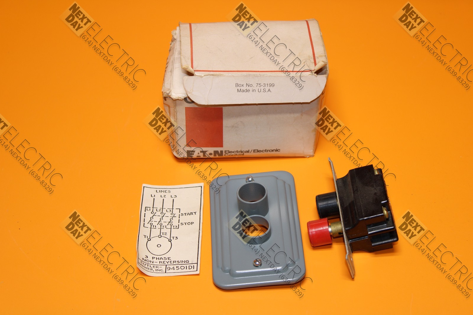 Cutler Hammer, 9115H90A, Manual Motor Starter 3 Phase Switch Toggle Wall 2hp 1.5