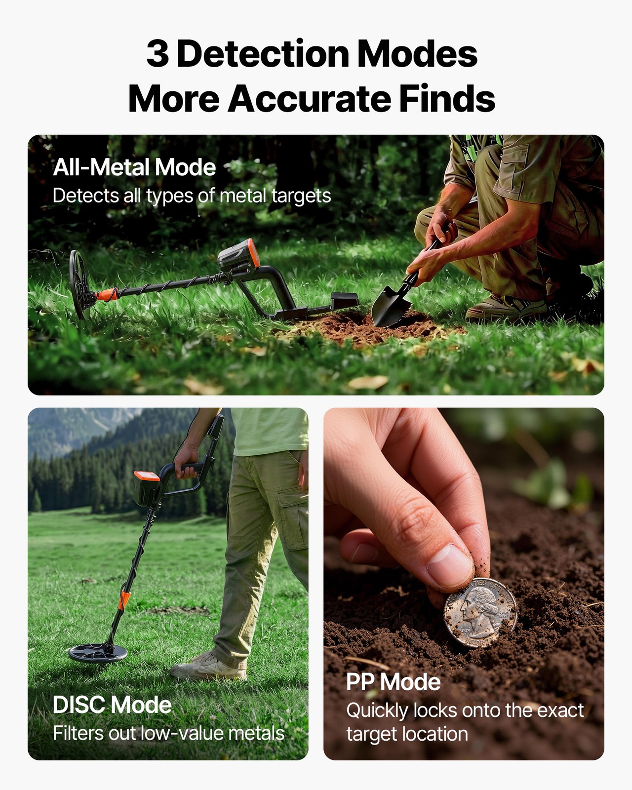 VEVOR Metal Detector for Adults 8″ Professional Gold Detector Waterproof Coil