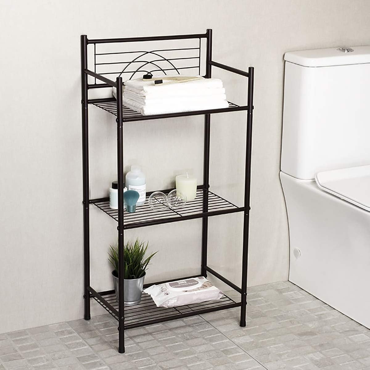L&H UNICO 3-Tier Free Standing Wire Rack Durable Metal 3 Tier Shelf, Black