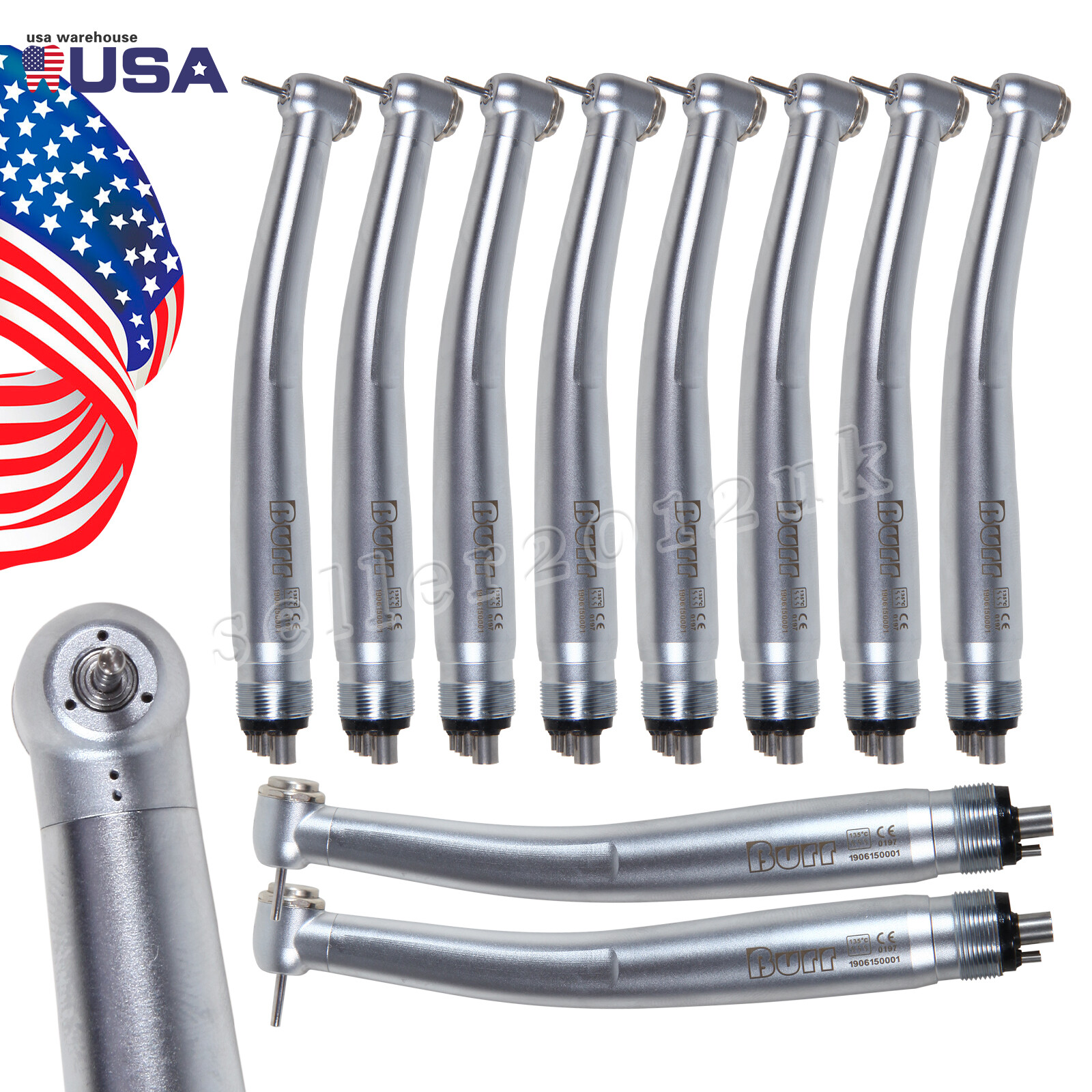 10pcs NSK PANA MAX Style Dental High Speed Handpiece Push Button 4 Hole U3BM