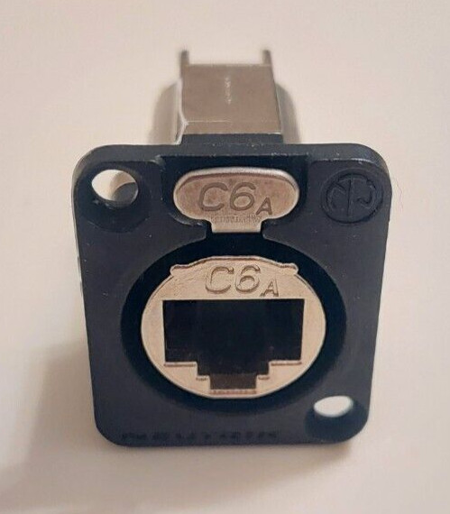 NEUTRIK NE8FDX-P6-B Black CAT 6A RJ45 Connector Straight Chassis Mount feed-thru