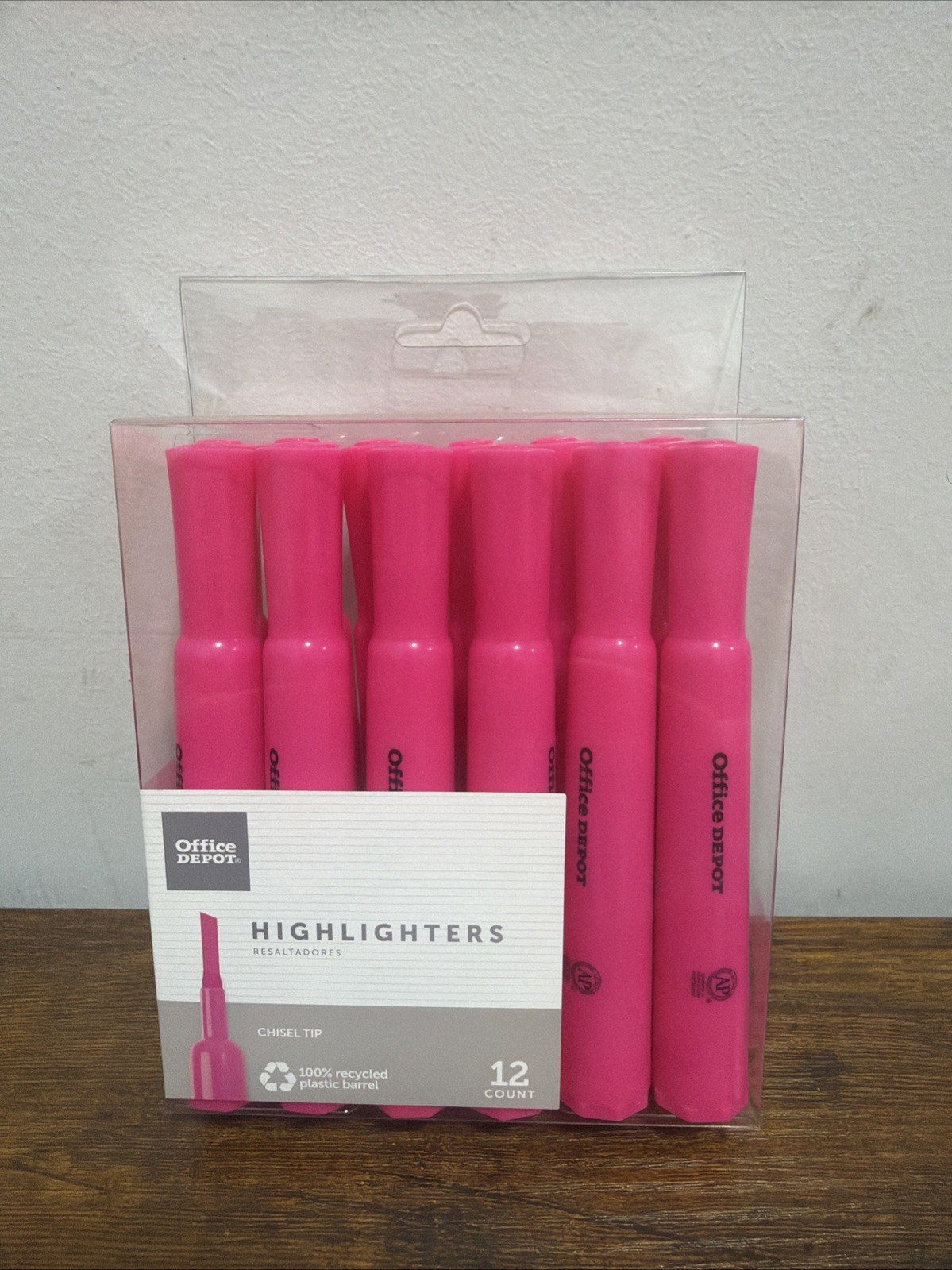 Office Depot Chisel-Tip Highlighter, 100% Recycled Plastic, Fluorescent Pink,