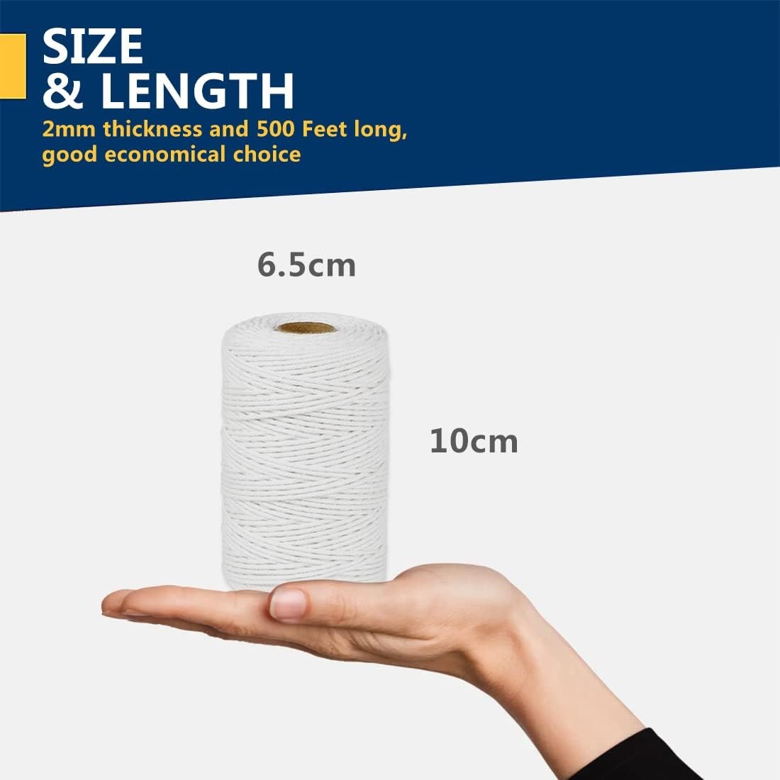 PerkHomy Cotton Butchers Twine String 500 Feet 2mm 500 Feet, Natural White