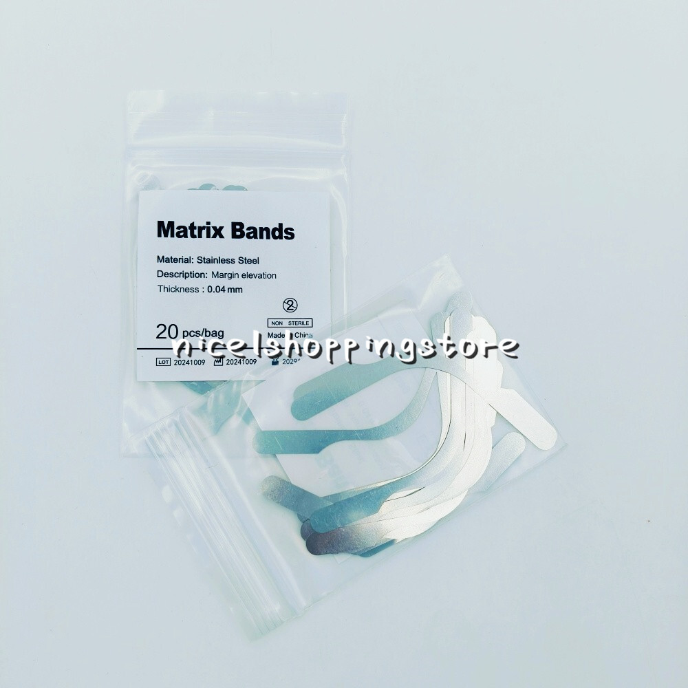 20Pcs/Bag Dental Tofflemire Matrix Bands 0.04mm Margin Elevation/Large Curvature