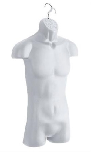 Clothing Display Torso Form Fits S – L Hanging Male Mannequin White Hollow Back