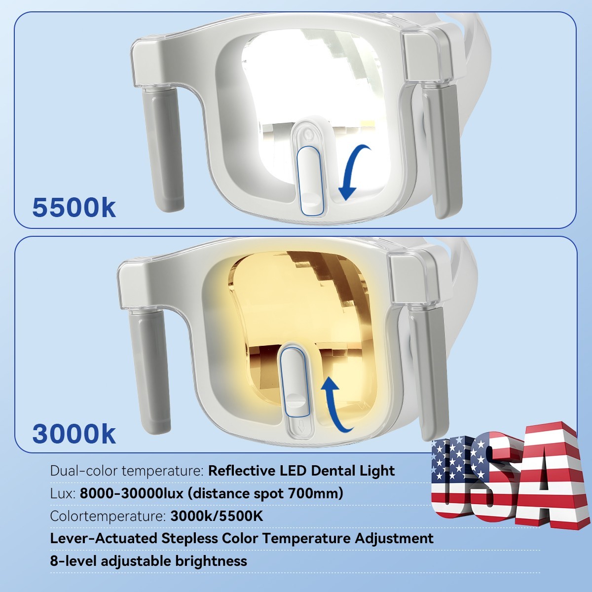 Dental Reflective LED Oral Light Dual-Color Lamp Dental Chair Infrared Sensor