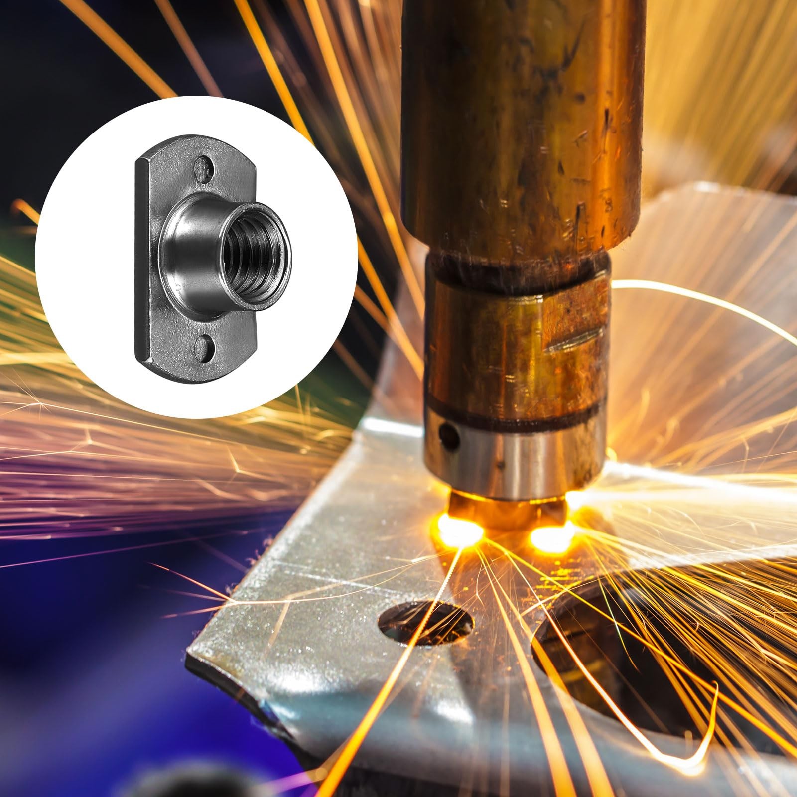 METALLIXITY Spot Weld Nuts M8 25Pcs, Carbon Steel Double Tab Fastener Nut fo…