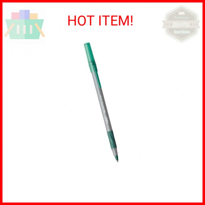 BIC Round Stic® Grip™ Xtra-Comfort Medium Ball Point Pen; Green; 12 Pack