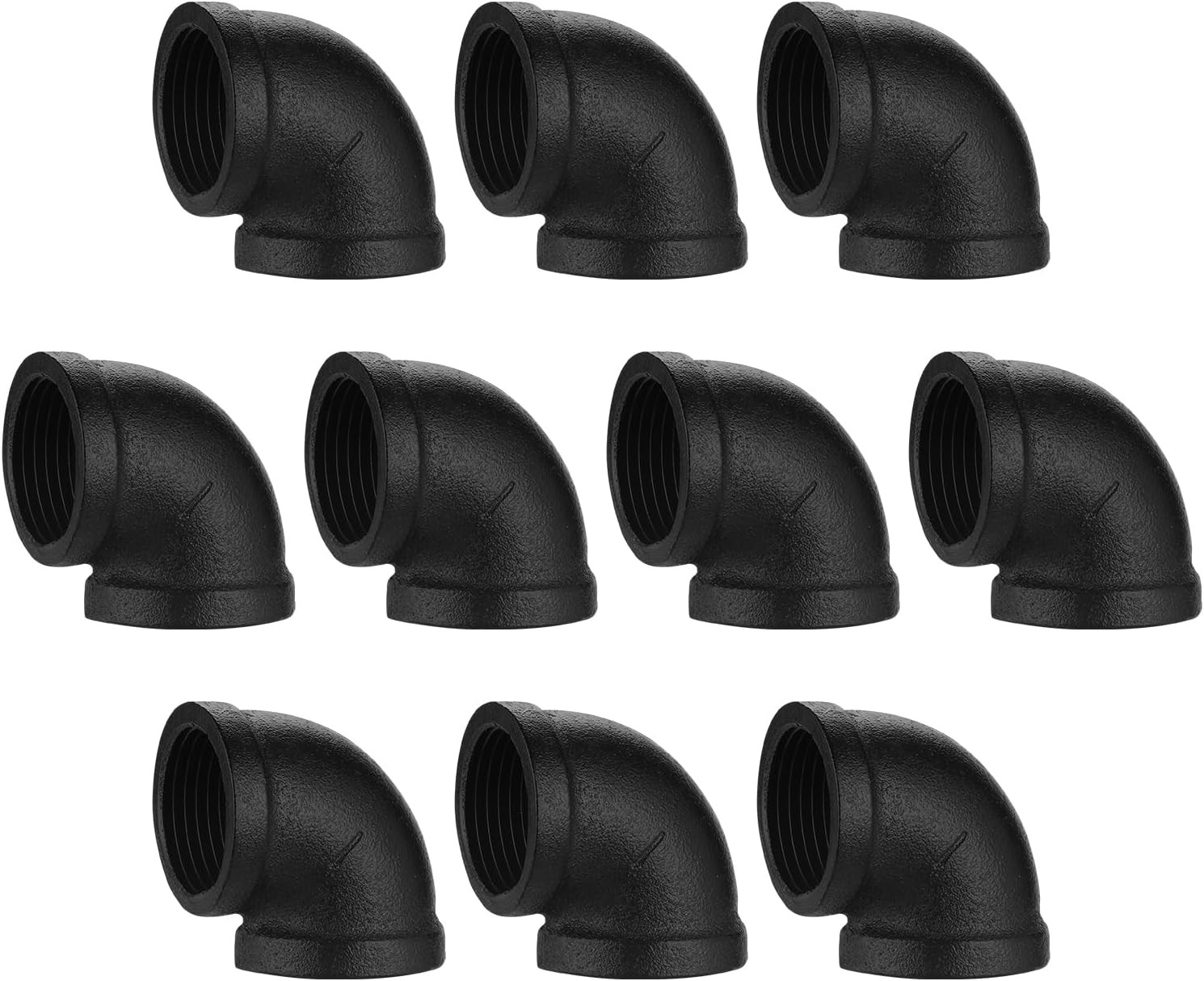 1″ Black Pipe Elbow, 10 Pack Threaded Cast Malleable Iron Fitting