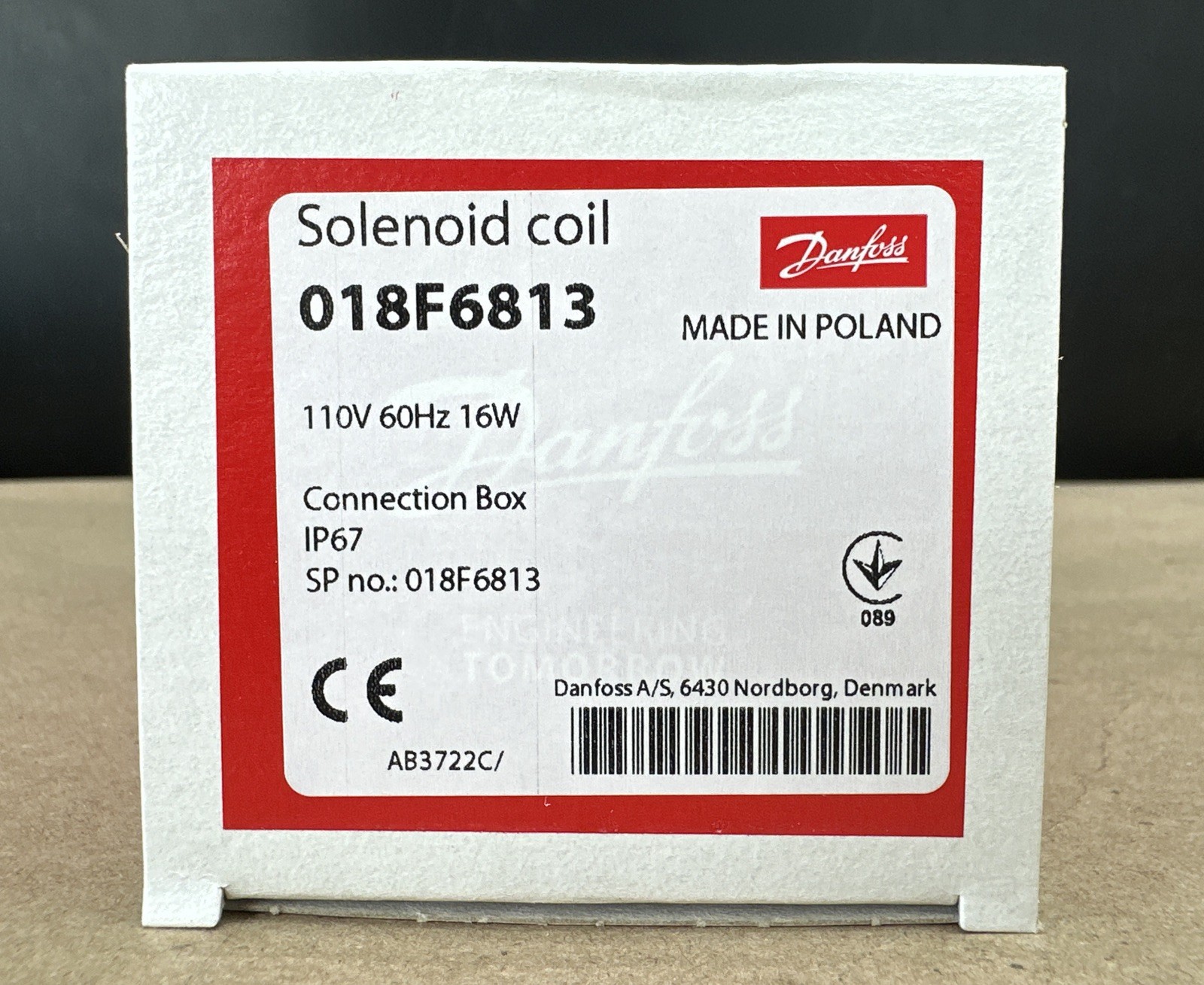 Danfoss 018F6813 Solenoid Coil 110V 60Hz 16W For Connection Box IP67 – BRAND NEW