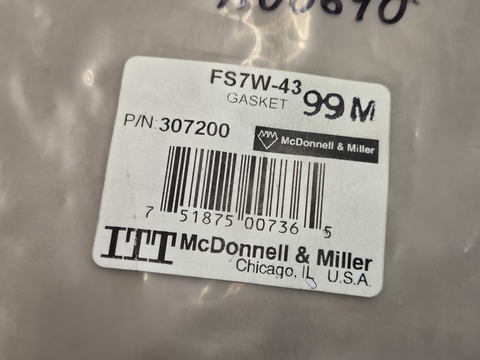 ITT / McDonnell & Miller 307200 FS7W-43 Flow Switch Gasket