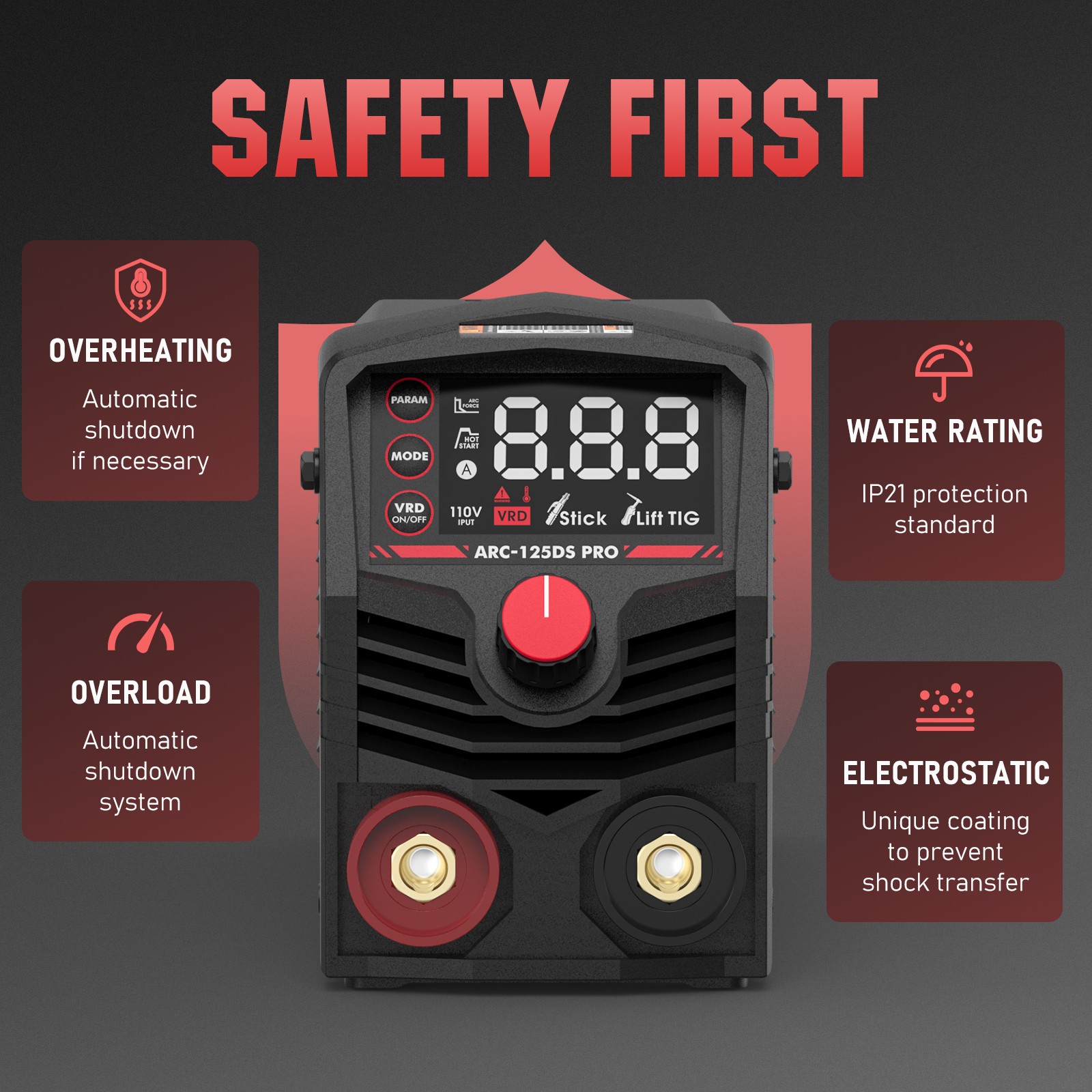 Mini Stick Welder Portable, Large LED Display 125Amp 110V ARC Welding Machine