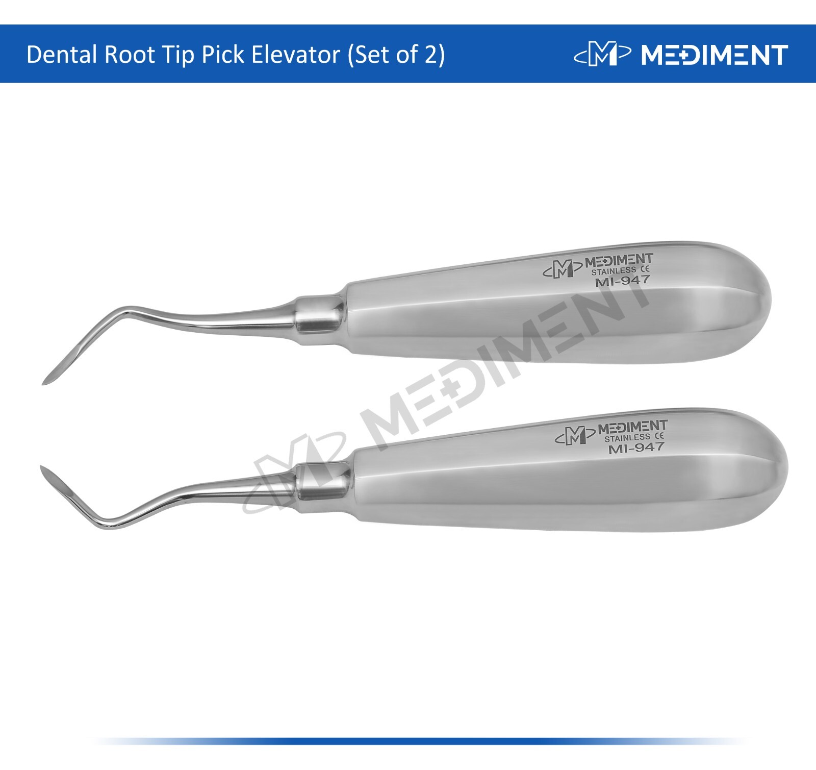 Set of 2 Dental Heidbrink Root Tip Pick Elevators Right+Left Hygiene Instruments