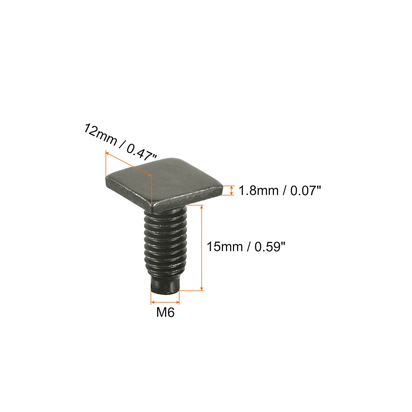 10pcs Square Head Bolt M6x15mm Carbon Steel Grade 8.8 Square Screws